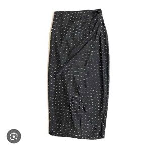 100% Silk Faux Wrap Tulip Hem Midi Skirt size S